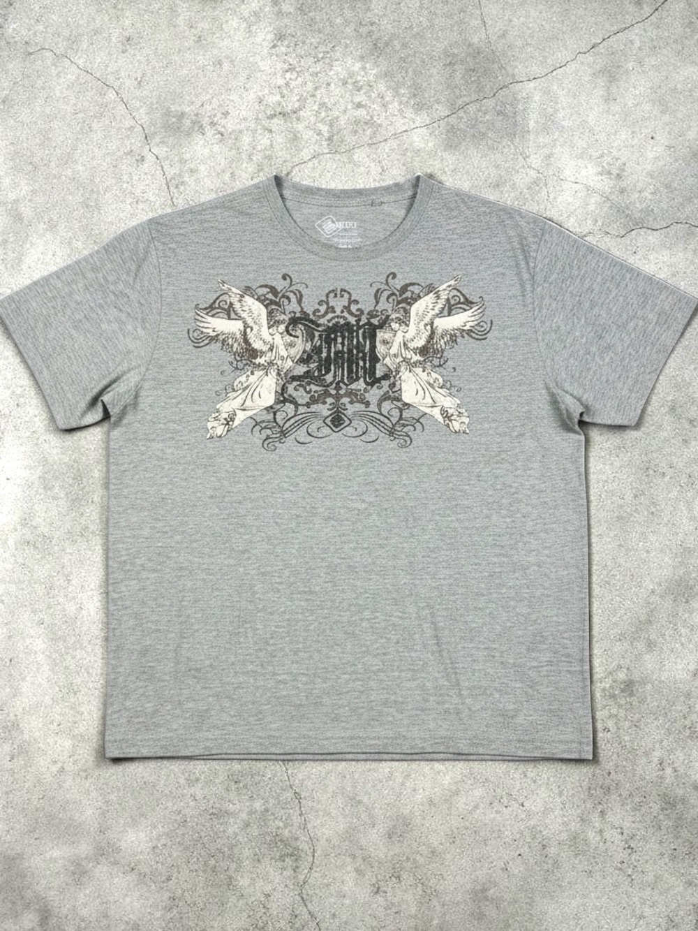mecca Gray Short-Sleeve Graphic Tee with Dove Motif
